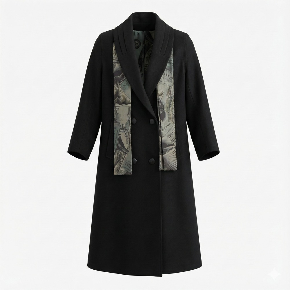 Vintage Alorna Wool Coat Womens Sm Petite Black Nautical Lining Made USA Jacket